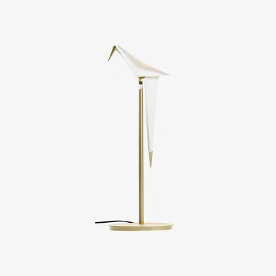 Made in Design Perch Light LED Lamp - Swiveling bird / H 61 cm by Moooi White/Gold/Metal