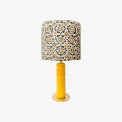 Made in Design Petra Table lamp textile wood yellow / Ø 35 x H 73 cm - Wood & fabric - POPUS EDITIONS