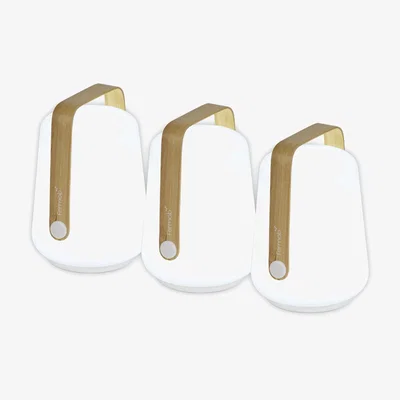 Made in Design Balad Bamboo Wireless lamp - / H 12 cm - Set of 3 lamps by Fermob Natural wood