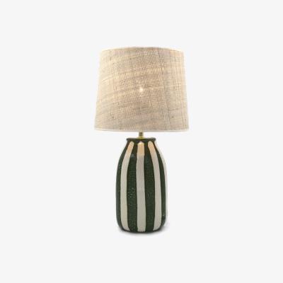Made in Design Palmaria Small Table lamp - / H 48 cm - Ceramic & raffia by Maison Sarah Lavoine Green/Beige