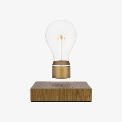 Made in Design Flyte Royal Table lamp - / Levitating bulb by Flyte Gold/Natural wood/Metal