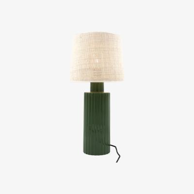 Made in Design Portofino Table lamp - / Raffia & ceramic - h 54 cm by Maison Sarah Lavoine Green/Beige