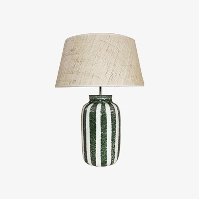 Made in Design Palmaria Large Table lamp - / H 59 cm - Ceramic & raffia by Maison Sarah Lavoine Green