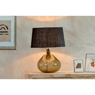 Nkuku Nkuku Baba Smoke Glass Lamp | Lighting | Green | Large Wide 42 x 31 cm (Diameter)