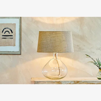 Nkuku Nkuku Baba Recycled Glass Lamp | Lamps And Shades | Clear Glass | Large Wide 42 x 31 cm
