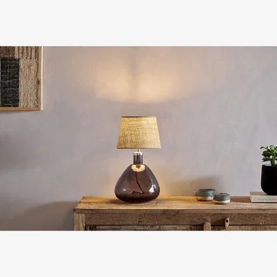 Nkuku Nkuku Baba Recycled Glass Table Lamp | Lamps And Shades | Smoke | Small Wide