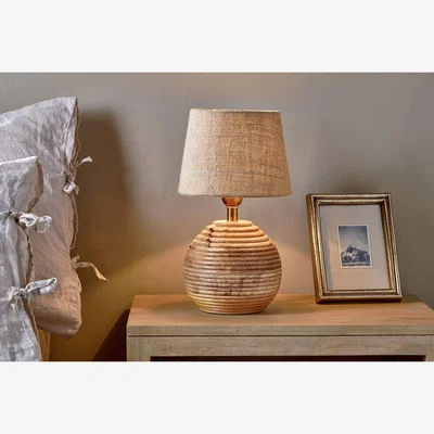 Nkuku Nkuku Drisana Mango Wood Bedside Table Lamp | Lamps And Shades | Natural