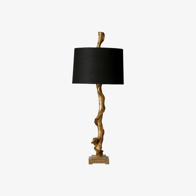 OKA Sequoia Table Lamp and Shade  - Antique Gold/Black