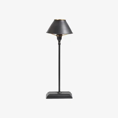 OKA OKA, Henry Table Lamp and Shade - Black/Gold, Table Lamps, Aluminium/Brass