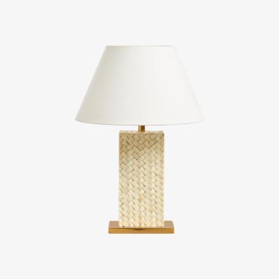 OKA Haddee Bone Weave Table Lamp - Ivory