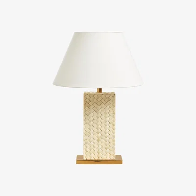 OKA Haddee Bone Weave Table Lamp - Ivory