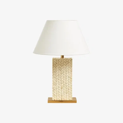 OKA OKA, Haddee Bone Weave Table Lamp - Ivory, Table Lamps, Stainless Steel