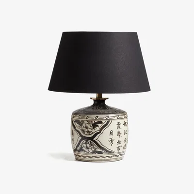 OKA OKA, Wintersweet Table Lamp - Off-White/Black, Table Lamps, Ceramic, Floral