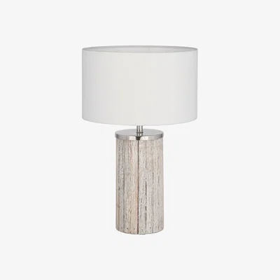 Olivia's Olivia's Hailey Wash Wood Column Table Lamp in White