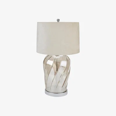 Olivia's Hill Interiors Ambassador Metallic Glass Lamp with Velvet Shade