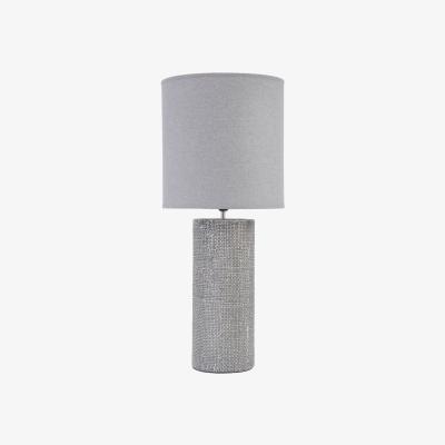 Olivia's Libra Interiors Tall Textured Porcelain Table Lamp With Shade Grey | Outlet