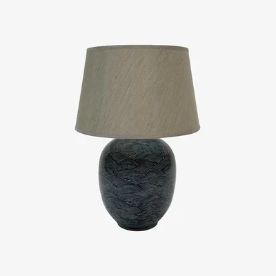 Olivia's Mindy Brownes Blue Waves Table Lamp in Navy