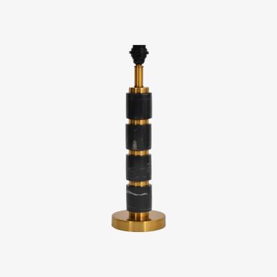 Olivia's Libra Black Marble Column Table Lamp On Brass Base Only