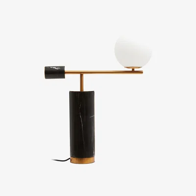 Olivia's Olivia's Macy Table Lamp in Black Marble with White Shade