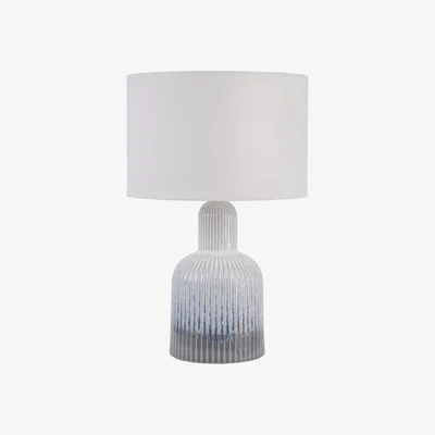 Olivia's Libra Porcelain Lamp Ribbed Detailing Shade Small Grey White | Outlet