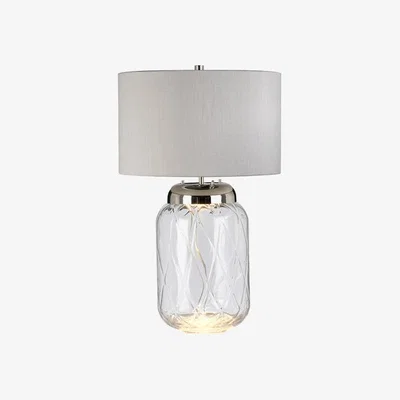 Olivia's Quintessentiale Sola Polished Nickel and Clear Glassware 2 Light Table Lamp