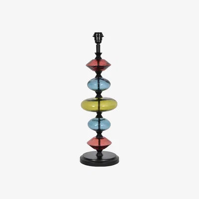 Olivia's Libra Eva Table Lamp In Ebony Black And Green Glass (Base Only)