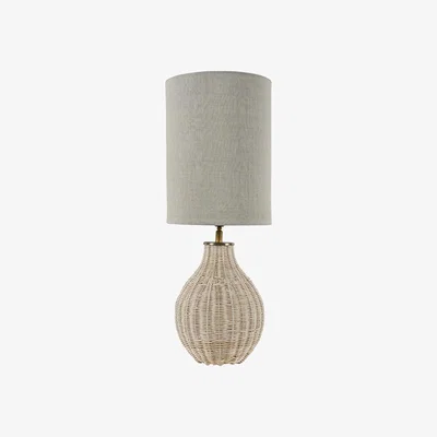 Olivia's Libra Interiors Natural Rattan Lamp with Drum Shade Small