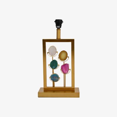 Olivia's Libra Brass And Agate Framed Table Lamp Base Only