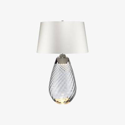 Olivia's Elstead Lena 2 Light Table Lamp Smoke-tinted Glass and Off-White Shade / Small