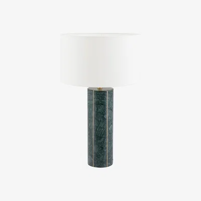 Olivia's Olivia's Naples Marble and Gold Metal Tall Table Lamp in Green