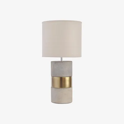 Olivia's Libra Urban Botanic Collection - Concrete And Gold Table Lamp With Natural Shade