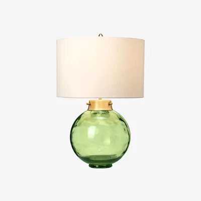 Olivia's Elstead Kara Table Lamp Metalwork Aged Brass Glassware Dark Green