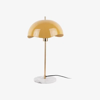 Olivia's Leitmotiv Pair of 2 Enamel Waved Dome Table Lamps in Honey Yellow