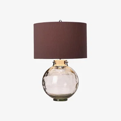 Olivia's Elstead Kara Table Lamp Metalwork Polished Nickel Glassware Smoke