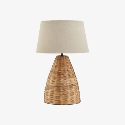 Olivia's Hill Interiors Conicle Wicker Table Lamp With Linen Shade