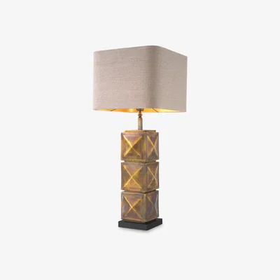 Olivia's Eichholtz Carlo Table Lamp in Vintage Brass with Shade