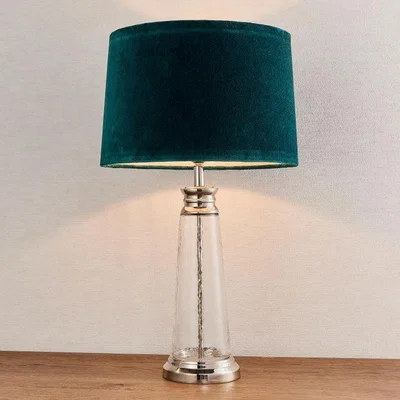 Olivia's Olivia's Cameron Table Lamp Velvet & Glass / Teal
