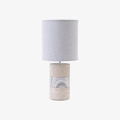Olivia's Libra Concrete and Porcelain Table Lamp with Natural Shade