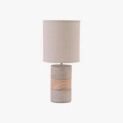 Olivia's Libra Concrete and Wood Table Lamp with Natural Shade