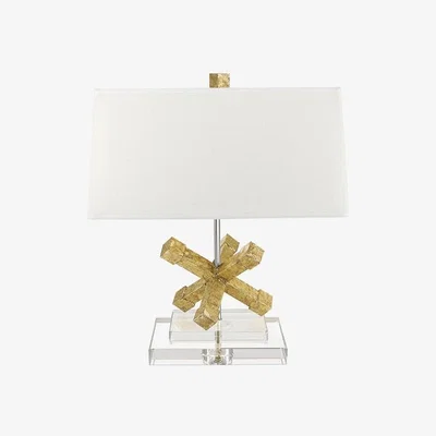 Olivia's Elstead Jackson Square 1 Light Table Lamp Distressed Gold