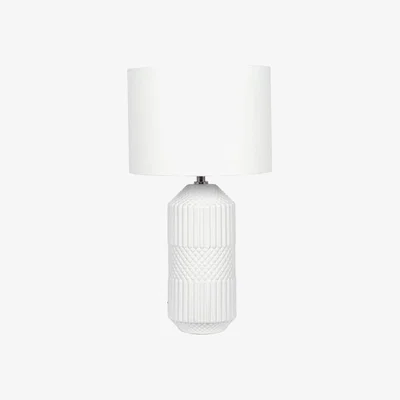 Olivia's Olivia's Merida Tall Geo Textured Ceramic Table Lamp in White
