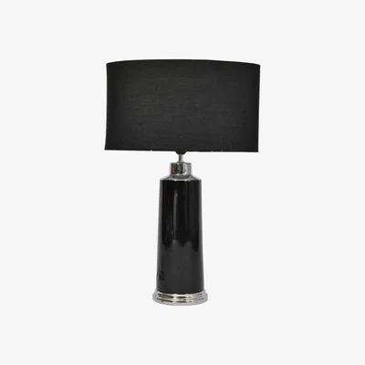 Olivia's Libra Rosie Black And Silver Porcelain Table Lamp With Shade