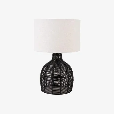 Olivia's Olivia's Barton Rattan Cloche Table Lamp in Black