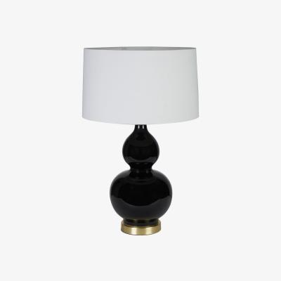 Olivia's Olivia's Leonardo Black Ceramic Table Lamp With Brushed Gold Metal Detail