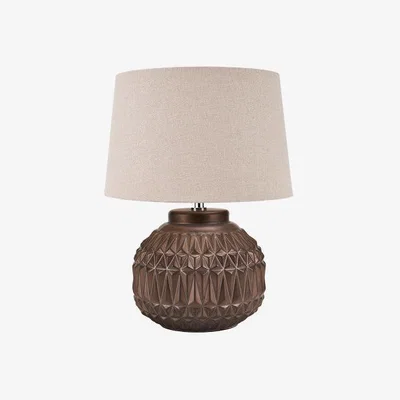 Olivia's Olivia's Arnia Aztec Texture Ceramic Table Lamp in Bronze