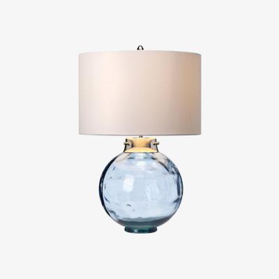 Olivia's Elstead Kara Metalwork Table Lamp Polished Nickel Glassware Blue