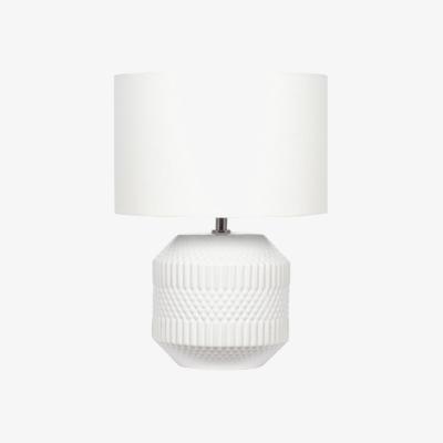 Olivia's Olivia's Merida Small Geo Textured Ceramic Table Lamp in White