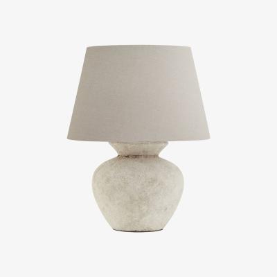 Olivia's Hill Interiors Athena Aged Stone Table Lamp With Linen Shade / Large