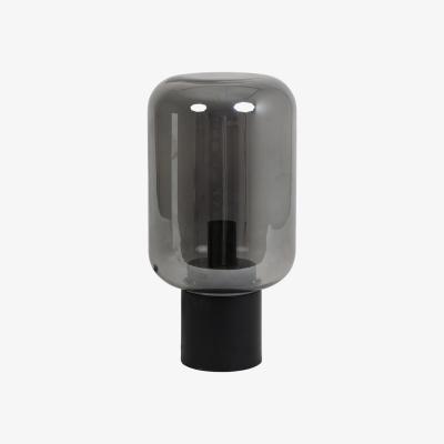Olivia's Light & Living Arturan Table Lamp Base Tall Smoked Glass Grey And Matt Black