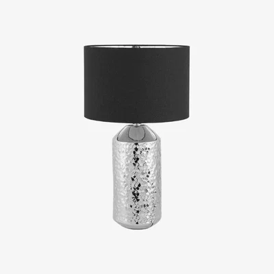 Downtown Pacific Lifestyle Vega Silver Textured Ceramic Table Lamp